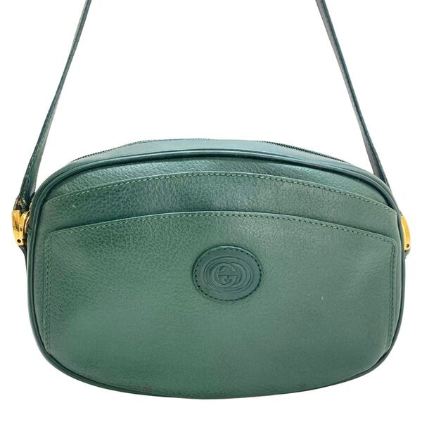 美品希少カラー】GUCCI ショルダーバッグ グリーン レザー 緑 グッチ ビンテージ