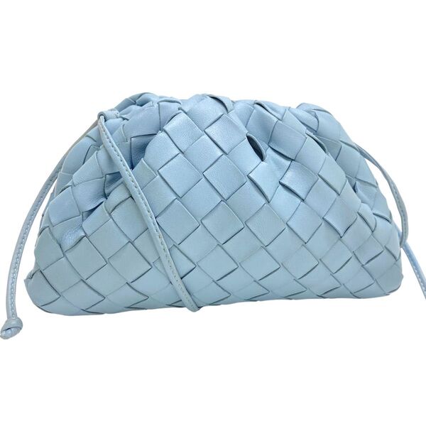 【美品】ボッテガヴェネタ 水色 ミニ ザ ポーチ イントレチャート ショルダーバッグ bottega veneta ブルー