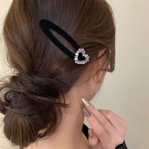 パッチンピン パッチンどめ ヘアクリップ ブラック ハート レディース 黒