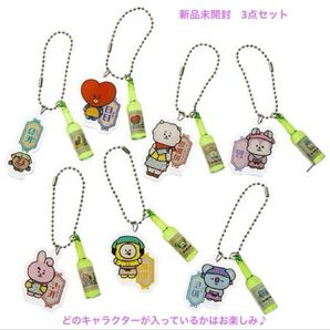 BT21 ユニバースター食堂 韓国焼酎アクリルキーチェーン 3点セット