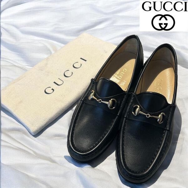 【極美品】GUCCI グッチ ビット ローファー 黒 レザー 革靴 レディース フラットシューズ