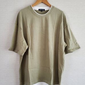 レイヤードオリーブTシャツ☆オーバーサイズ☆おしゃれ☆大人気☆送料無料☆送料込み☆