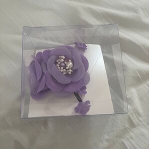 ヘアアクセサリー パープル 花 髪飾り