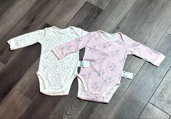 UNIQLO baby【ユニクロ】ベビー服(女の子)2点セット 長袖 ボディスーツ ロンパース【70cm】新生児 コンビ肌着
