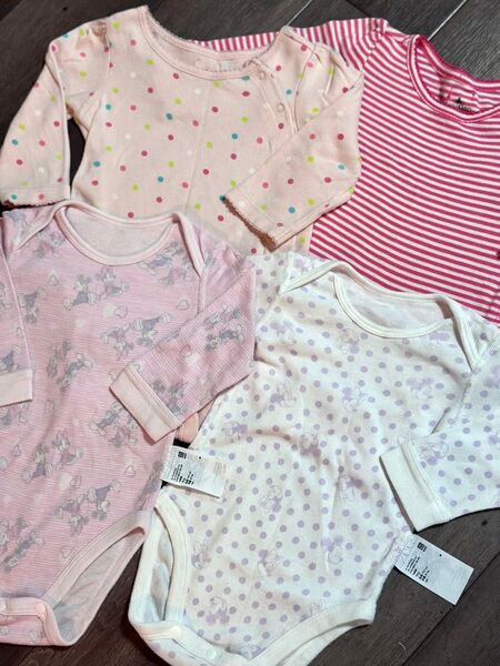 UNIQLO & babyGAP【ボディスーツ】長袖ロンパース 新生児 女の子 ベビー服 コンビ肌着 ボディスーツ 出産準備品