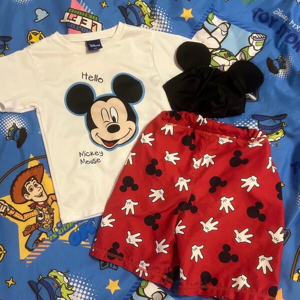ディズニー ミッキーマウス 水着 スイムウェア ラッシュガード サーフパンツ なりきり帽子 Disney Mickey Mouse