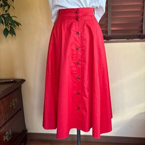 【美品】ANAYI アナイ フレアロングスカート/赤 34 ミモレ丈