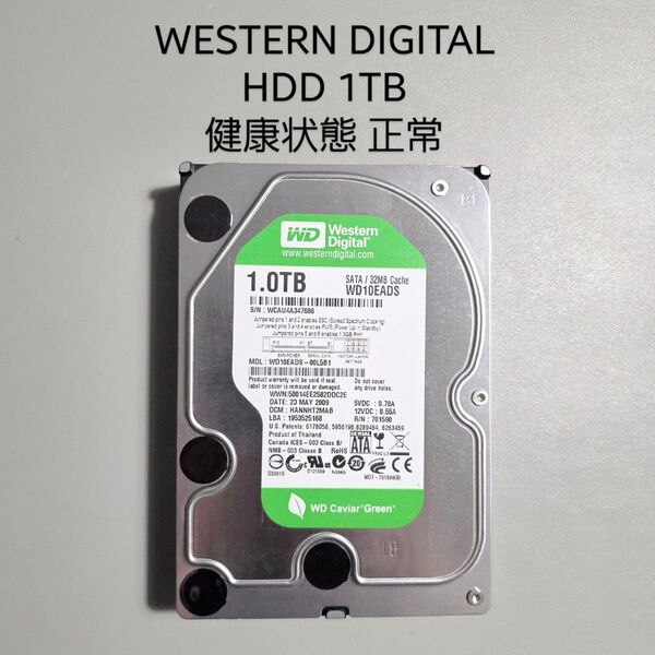 Western Digital 内蔵HDD 1TB 健康状態 正常