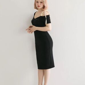 andmary Mary logo ribbon midium dress