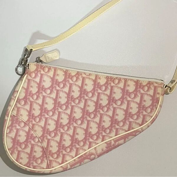 【極美品】超希少 Dior クリスチャンディオール サドルバッグ トロッター ピンク