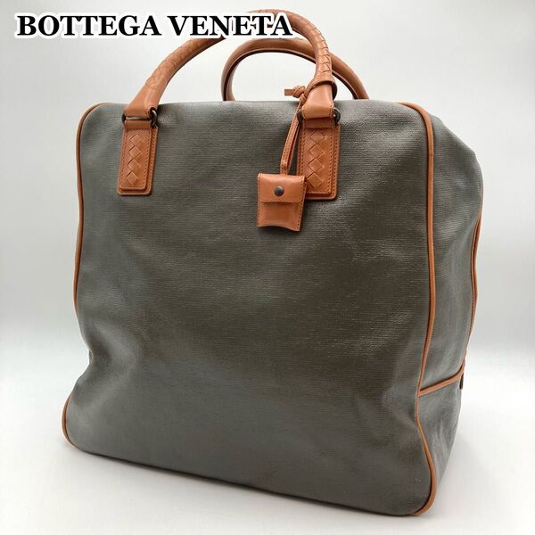 【超レア物】BOTTEGA VENETA ボッテガヴェネタ マルコポーロ ボストンバッグ レザー PVC 大容量 イントレチャート