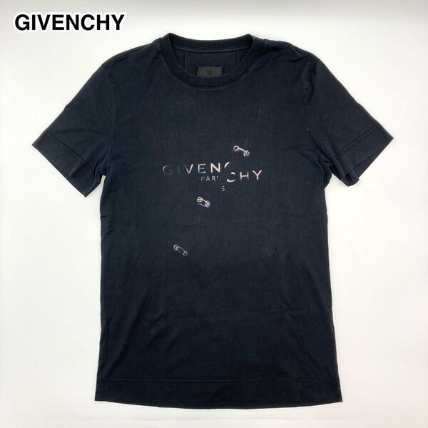 希少【美品】GIVENCHY ジバンシー Tシャツ トップス 半袖 ロゴ クルーネック コットン 黒 オーバーサイズ XS 細身