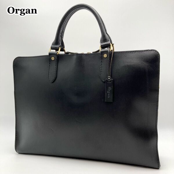 定価約6万【美品】Organ オルガン HERZ ヘルツ G-57 ビジネスバッグ レザー 黒 A4 シンプル 無地 ロゴチャーム