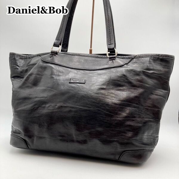【美品】Daniel&Bob ダニエルアンドボブ トートバッグ シワ加工レザー RODI ダークブラウン 大容量 A4 肩掛け