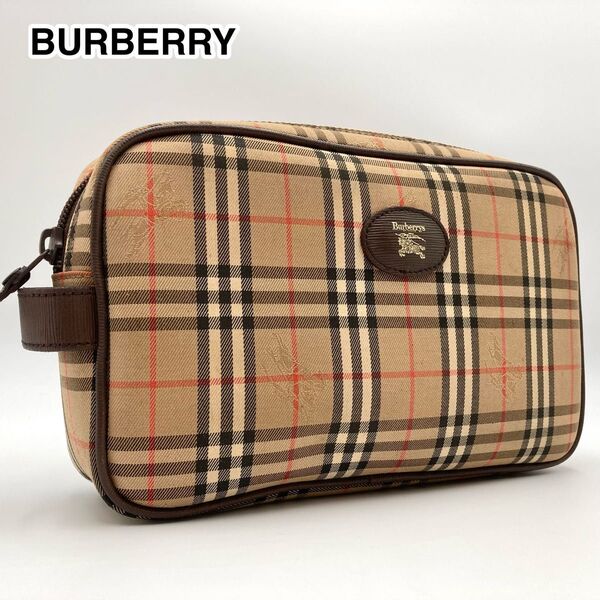 希少モデル【極美品】BURBERRY バーバリー セカンドバッグ ポーチ ノバチェック シャドーホース ホースロゴ 男女OK