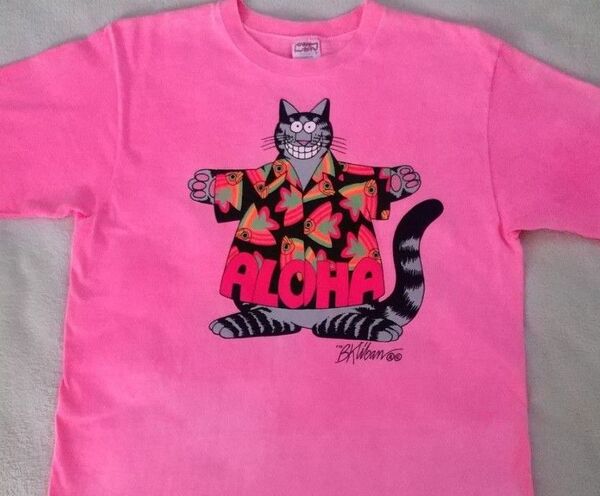 クレイジーシャツ クリバンキャットハワイ Tシャツ ピンク L made in u.s.a
