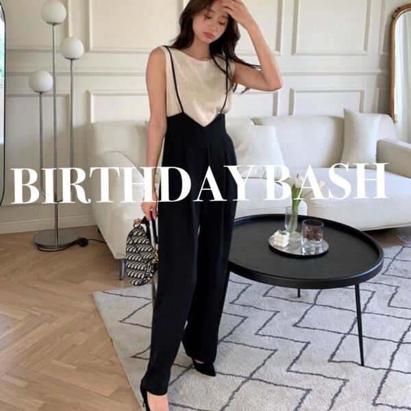 美品★BIRTHDAY BASH バースデーバッシュ タック キャミロンパース サロペット オールインワン ワンピース 黒 パンツ
