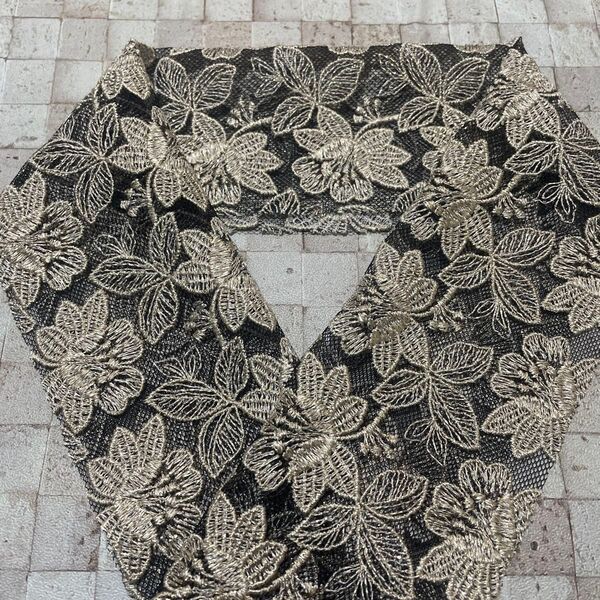 半襟 フラワー刺繍レース ラメ入り 半衿 ハンドメイド 生地