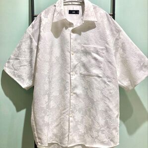 【HARE】ジャガードシャツ白 半袖 半袖シャツ