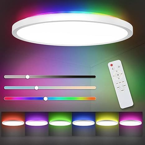 LEDシーリングライト 間接光 6〜8畳 RGB バックライト 導光板カラー変更LED天井照明 ライト 調光 調色