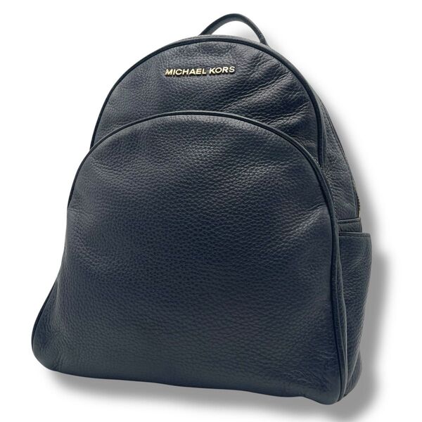 【良品】MICHAEL KORS マイケルコース リュック バックパック オールレザー 本革 シボ革 ネイビー ロゴ金具 シンプル