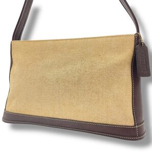 【希少】OLD COACH オールドコーチ ワンショルダーバッグ キャンバス×レザー 本革 肩掛け ベージュ ブラウン チャーム付