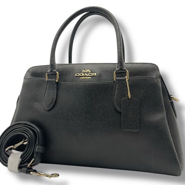 【美品】現行品 COACH コーチ ダーシー 2way ハンド ショルダーバッグ レザー 本革 ブラック 黒 斜め掛け チャーム