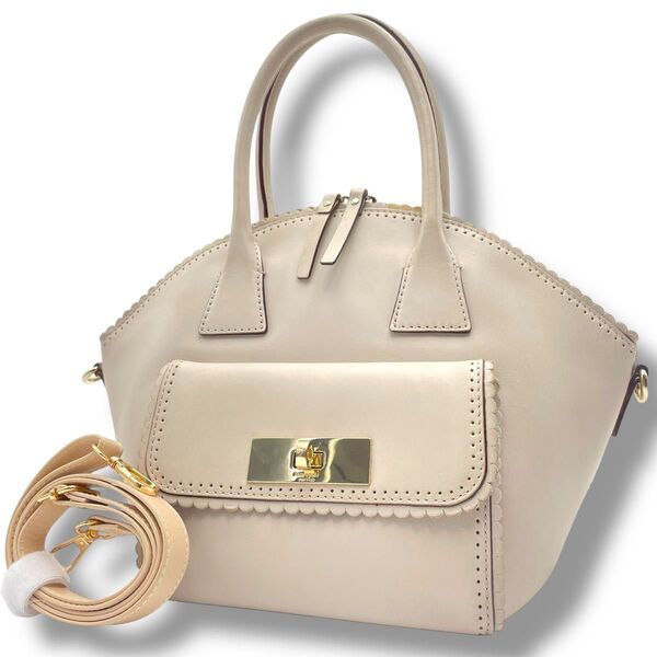 【良品】kate spade ケイトスペード 2way トート ショルダーバッグ レザー 本革 肩掛け 斜め掛け パンチング
