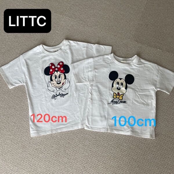 ディズニー Tシャツ ミニー120cm ミッキー100cm LITTC しまむら リトシー