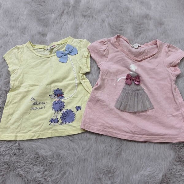 キッズ子ども女の子トップス半袖Tシャツ二枚セット100センチエニィファム 子供服