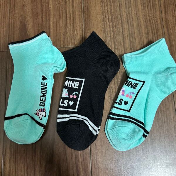 新品!キッズ子ども女の子靴下ソックス3足セット19〜24センチスニーカー丈