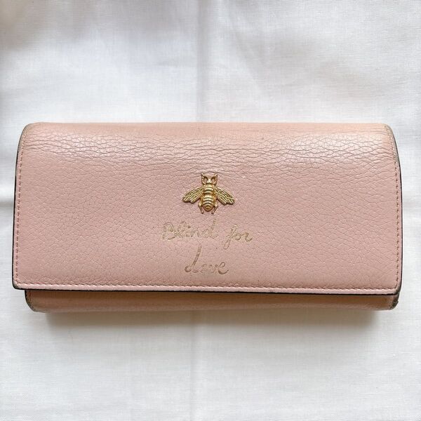 【正規店購入】GUCCI 長財布 アニマリエ 二つ折り長財布 蜂 ピンク レディース