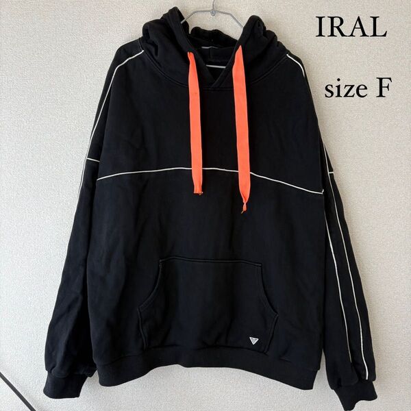 IRAL アイラル パーカー 黒 白ライン ビッグシルエット フリーサイズ
