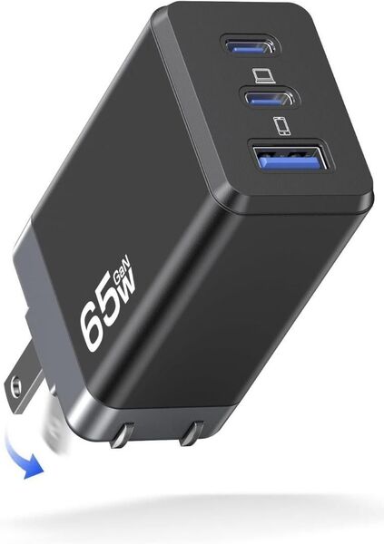 充電器 65w 超軽量 超小型 type-c usb 三台同時充電 急速充電器