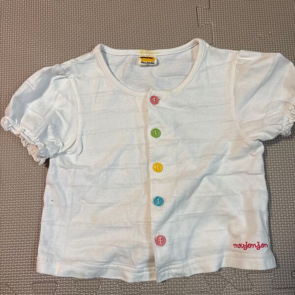 moujunjun 半袖シャツ 半袖カットソー 120 ホワイト 半袖 ブラウス 子供服 Tシャツ キッズ 白