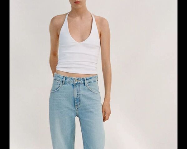 ZARA ホルターネックトップス タンクトップ ホワイト ショート丈 未使用品 タグ付き サマーインナー