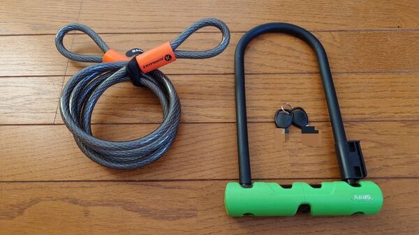 ABUS Uロック & クリプトナイト ワイヤー ケーブル セット 自転車防犯 中古品