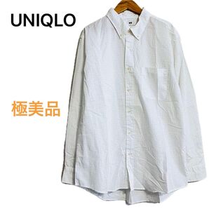 【未使用品】UNIQLO ユニクロ ドット柄 長袖 白シャツ Lサイズ
