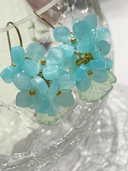 269. 再販)紫陽花ピアス② ハンドメイド イヤリング あじさい アジサイ 花 ピアス 紫陽花