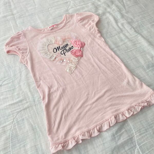 メゾピアノ Tシャツ 140㎝ ピンク ハート フリフリ