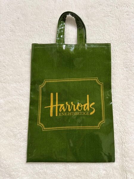 『値下げ中』ハロッズ Harrods トートバッググリーン ゴールドロゴ 未使用