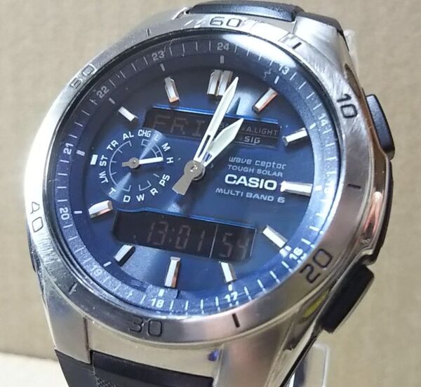 CASIO カシオ WVA-M650 電波 ソーラー アナデジ 腕時計 メンズ ネイビー