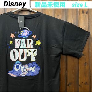 新品未使用 スティッチ Tシャツ L ユニセックス レディース メンズ さがら刺繍 ディズニー 黒 ブラック 半袖