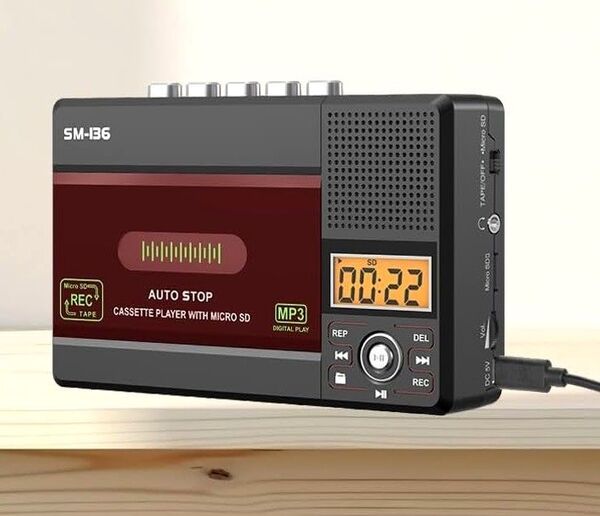 スピーカー内蔵 MP3変換 カセットプレーヤー SEMIER SM-136