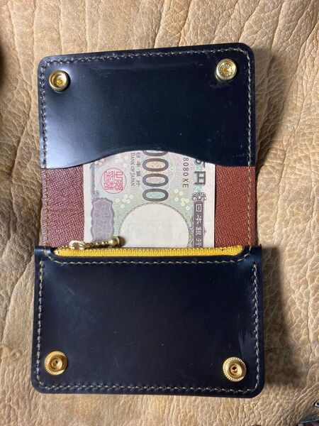 総手縫い トラッカーウォレット 折り財布 キャッシュレス レザーウォレット バイカーズウォレット 小さな財布 革財布