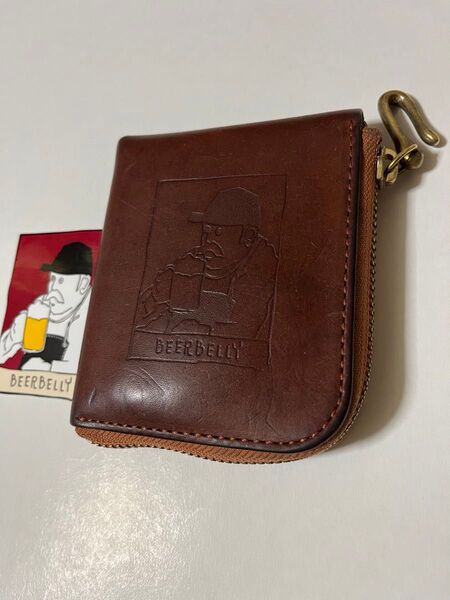 ビアベリー SMALL ROUND WALLET 二つ折り財布 BEERBELLY ブラウン 本革 コインケース 小銭入れ