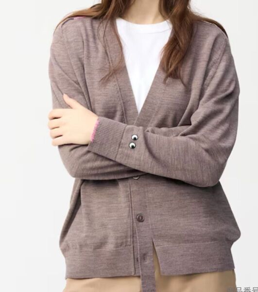 ユニクロ アニヤハインドマーチ メリノオーバーサイズVネックカーディガン L ブラウン 新品 カーディガン UNIQLO