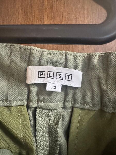 PLST スラックス XS リネンブレンド スティックパンツ カーキ 丈長め