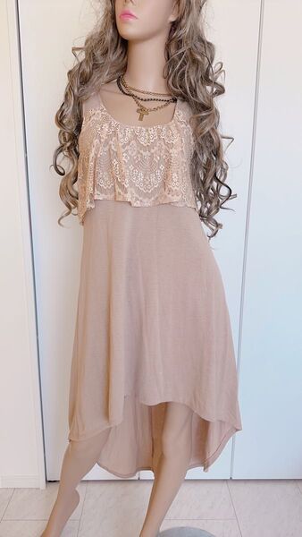 Delyle NOIR 胸元レースアシメマキシ丈ワンピース