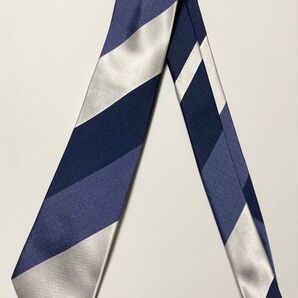 パーフェクトスーツファクトリー PSFA ネクタイ 三段落ち ストライプ 紺×淡青×白